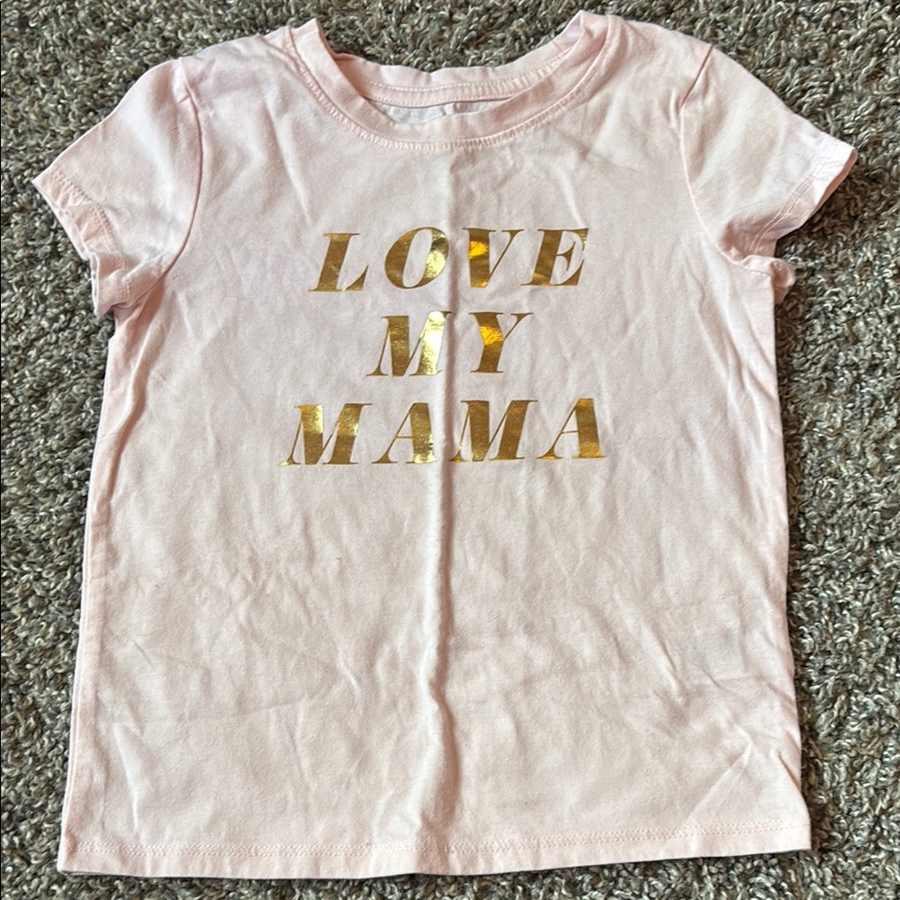 Pink T-Shirt with Gold 'Love My Mama' Print